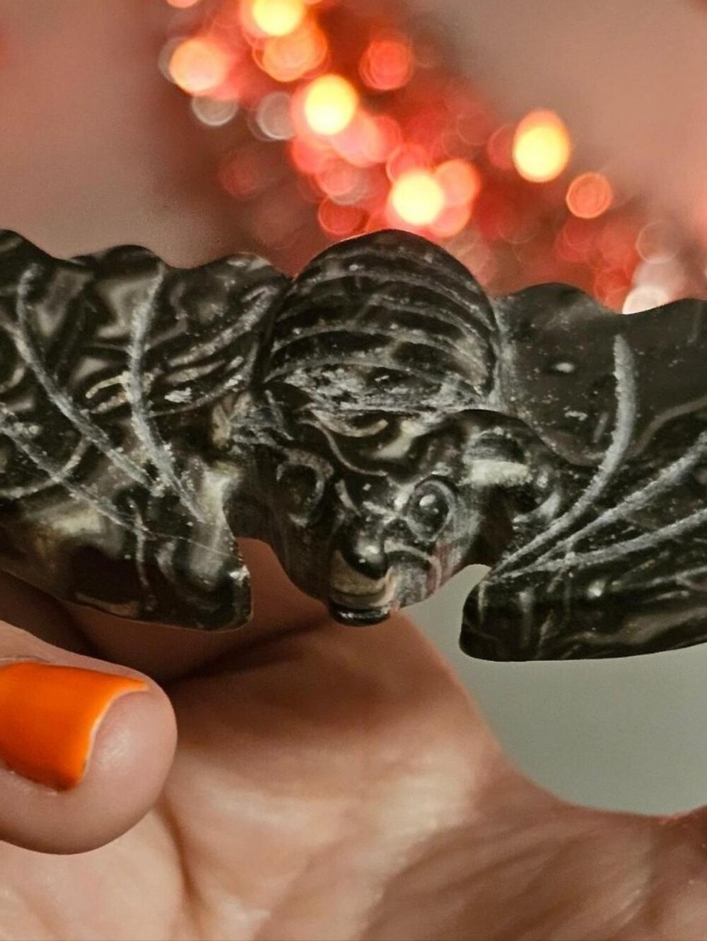 🎃🖤ADORABLE Picasso Jasper Bat Carving! NEW For Hallween!🖤🎃 Offers Welcome👻